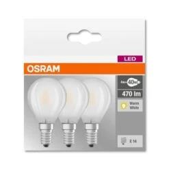 OSRAM Ampoule LED Ronde En Verre 4 W Culot E14 Blanc Chaud, Mat - Lot De 3 -OSRAM || Philips || Bosch Soldes ampoule led ronde en verre 4 w culot e14 blanc chaud mat lot de 3 4058075819399 1436844