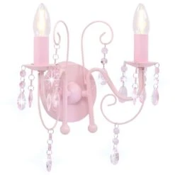 Applique Murale à Perles Rose 2 Ampoules E14