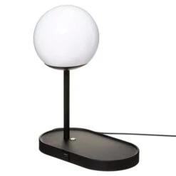 COLORS Lampe Boule En Métal Avec Chargeur Téléphone - H33 Cm - Noir