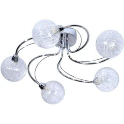 COREP Plafonnier Contemporain 5 Lumieres - Métal - Ø 50 - Chrome