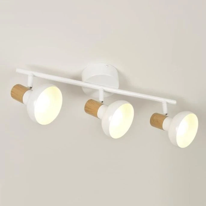 COREP Spot 3L Alvar Bicolore En Métal Avec Sticker Effet Bois - E14 40 W - Blanc Et Naturel – Image 2