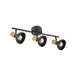 COREP Spot 3L Alvar Bicolore En Métal Avec Sticker Effet Bois - E14 40 W - Noir Et Naturel