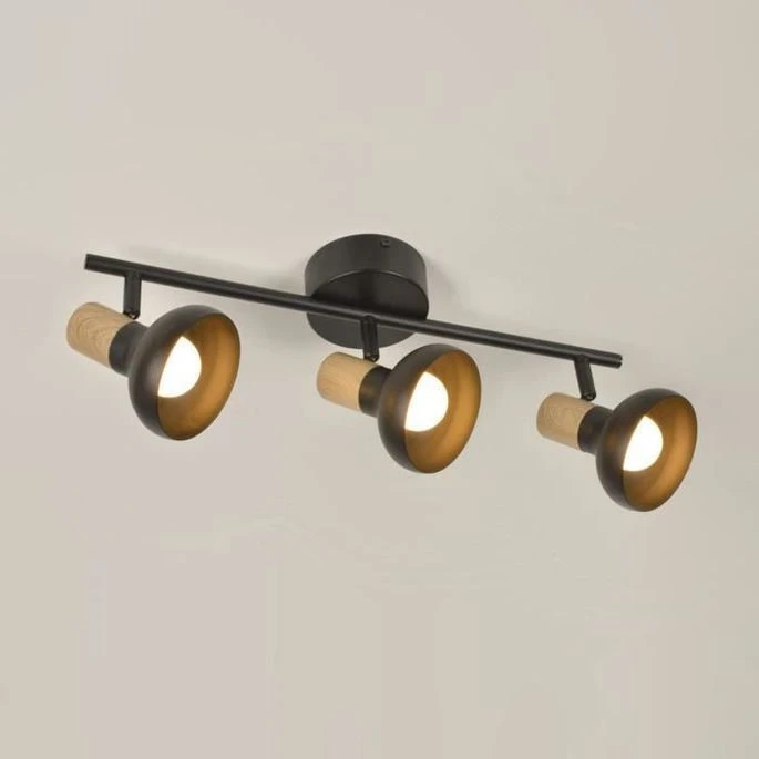 COREP Spot 3L Alvar Bicolore En Métal Avec Sticker Effet Bois - E14 40 W - Noir Et Naturel – Image 2