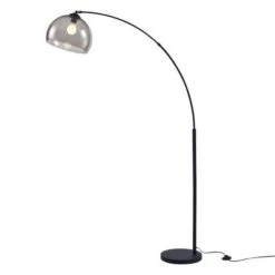 DAISY Lampadaire Arc - Métal Noir - Réflecteur Acrylique Fumé - L 30 X P 110 X H 170