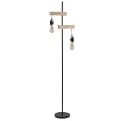 DETROIT Lampadaire Industriel 2 Tetes En Bois - 40 X 25 X H150 Cm - Noir - Ampoules Décoratives E27 40W Fournies -OSRAM || Philips || Bosch Soldes detroit lampadaire industriel 2 tetes en bois 40 x 25 x h150 cm noir ampoules decoratives e27 40w fournies 3248116410826 659383