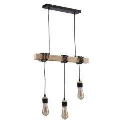DETROIT Suspension Industrielle 3 Tetes En Bois - 7 X 60 X H150 - Noir - Ampoules Décoratives E27 40W Fournies -OSRAM || Philips || Bosch Soldes detroit suspension industrielle 3 tetes en bois 7 x 60 x h150 noir ampoules decoratives e27 40w fournies 3248116413827 566577