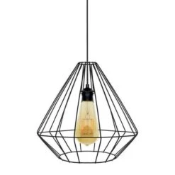 DIAMOND Suspension Filaire - Ø 40 X H 40 A 90 Cm - Noir - Ampoule A Filaments Comprise - E27 40W