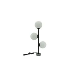 GLOBES Lampe 3 Tetes - Base En Marbre - Métal Et Verre - 33 X 11 X H.70 Cm - Noir - E14 (x3) 25W