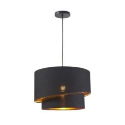 ID Suspension Double Asymétrique SHIRA 2 - Noir Et Doré - 40 X 25cm