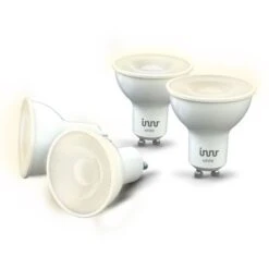 INNR Ampoule Connectée GU10 - ZigBee 3.0 - Pack De 4 Ampoules Blanc Chaud - 2700K Intensité Réglable.