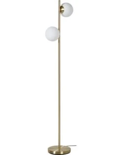 Lampadaire 2 Ampoules Métal Brossé Doré Etro -OSRAM || Philips || Bosch Soldes lampadaire 2 ampoules metal brosse dore etro 3248118406155 1147384
