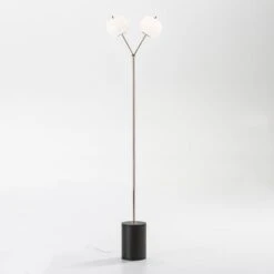 Lampadaire 2 Branches Verre Et Métal Kevin H 175 Cm