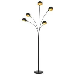 Lampadaire 200 Cm 5 X E14 Noir Et Doré -OSRAM || Philips || Bosch Soldes lampadaire 200 cm 5 x e14 noir et dore 3666722463768 743850