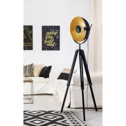 Lampadaire Trépied Bois Noir Et Doré Kamera 170 Cm -OSRAM || Philips || Bosch Soldes lampadaire 26240no austin noir 3248116240300 569985