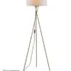 Lampadaire Trépied Métal Doré Abat Jour En Tissu Blanc 140 Cm
