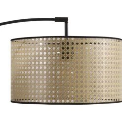 Lampadaire Arc Pied Métal Noir Abat Jour Impression Rotin 170 Cm -OSRAM || Philips || Bosch Soldes lampadaire 26751no arco beige 3248116751301 590283