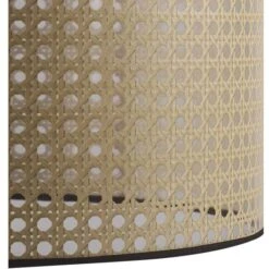 Lampadaire Arc Pied Métal Noir Abat Jour Impression Rotin 170 Cm -OSRAM || Philips || Bosch Soldes lampadaire 26751no arco beige 3248116751301 590284