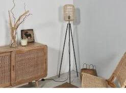 Lampadaire Trépied En Metal Noir Avec Abat Jour En Rotin Naturel 155 Cm -OSRAM || Philips || Bosch Soldes lampadaire 28400na brie beige 3248118400177 590342