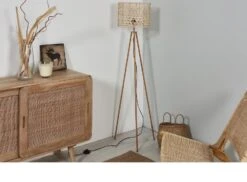 Lampadaire Trépied En Métal Avec Abat Jour En Bambou Naturel 145 Cm -OSRAM || Philips || Bosch Soldes lampadaire 28401na elija beige 3248118401174 590288