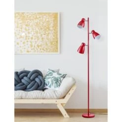 Lampadaire 3 Lumières Métal Rouge Mikie -OSRAM || Philips || Bosch Soldes lampadaire 3 lumieres metal rouge kim 3248116653360 413357