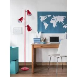Lampadaire 3 Lumières Métal Rouge Mikie -OSRAM || Philips || Bosch Soldes lampadaire 3 lumieres metal rouge kim 3248116653360 413360