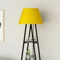 Lampadaire 4 étagères Tissu Jaune Et Bois Anthracite Kasper 165 Cm -OSRAM || Philips || Bosch Soldes lampadaire 4 etageres tissu jaune et bois anthracite kasper 165 cm 8681875520958 1521449