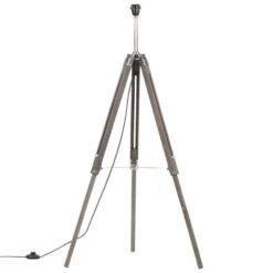 Lampadaire à Trépied Gris Et Noir Bois De Teck Massif 141 Cm -OSRAM || Philips || Bosch Soldes lampadaire a trepied gris et noir bois de teck massif 141 cm 3666722490733 648699