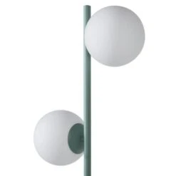 Lampadaire Abat-jour 2 Boules En Verre - Bleu Céladon - H 160 Cm - RETRO -OSRAM || Philips || Bosch Soldes lampadaire abat jour 2 boules en verre bleu celadon h 160 cm retro 761992