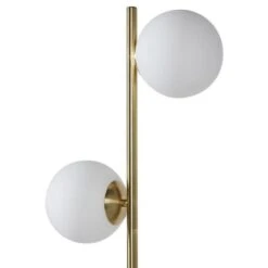 Lampadaire Abat-jour 2 Boules En Verre - Doré - H 160 Cm - RETRO -OSRAM || Philips || Bosch Soldes lampadaire abat jour 2 boules en verre dore h 160 cm retro 761995