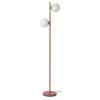 Lampadaire Abat-jour 2 Boules En Verre - Terracotta - H 160 Cm - RETRO