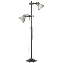 Lampadaire Avec 2 Abat-jour Argenté E27 Fonte -OSRAM || Philips || Bosch Soldes lampadaire avec 2 abat jour argente e27 fonte 3666722779197 950340