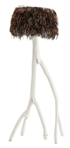Lampadaire Bois Tropical Blanc Et Plumes Marron Bryce