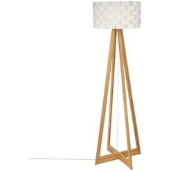 Lampadaire En Bambou - E27 - 60 W - H. 150 Cm - Blanc