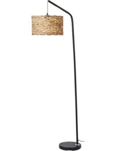 Lampadaire Jacinthe Beige Et Pied Métal Noir Tya