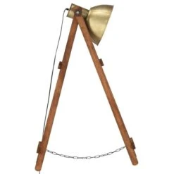 Lampadaire Laiton E27 Bois De Manguier Massif -OSRAM || Philips || Bosch Soldes lampadaire laiton e27 bois de manguier massif 3666722778541 950396