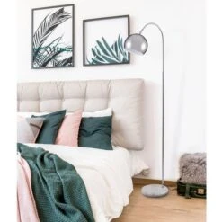 Lampadaire LED Métal Argenté Et Socle Marbre Blanc Naime -OSRAM || Philips || Bosch Soldes lampadaire led metal argente et socle marbre blanc milan 3248116249426 413317