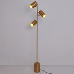 Lampadaire Métal Brossé Doré Nonatri -OSRAM || Philips || Bosch Soldes lampadaire metal brosse dore trianon 3327480054437 558236