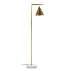 Lampadaire Métal Doré Et Socle Marbre Blanc Ravih -OSRAM || Philips || Bosch Soldes lampadaire metal dore et socle marbre blanc 8435471840206 374944