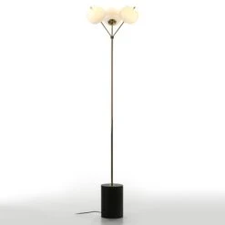 Lampadaire Moderne 3 Branches Verre Et Métal Kevin H 175 Cm