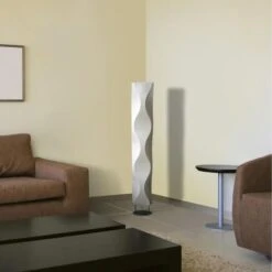 Lampadaire PVC Blanc Et Pied Métal Gris Lolabi -OSRAM || Philips || Bosch Soldes lampadaire pvc blanc et pied metal gris apollo 3248113237037 413327