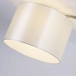 Lampadaire Réglable Tissu Blanc Et Pied Métal Brossé Kiroop H 235 Cm -OSRAM || Philips || Bosch Soldes lampadaire reglable metal noir proxy h 235 cm 3327480054628 558035