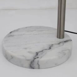 Lampadaire Réglable Tissu Blanc Et Pied Métal Brossé Kiroop H 235 Cm -OSRAM || Philips || Bosch Soldes lampadaire reglable metal noir proxy h 235 cm 3327480054628 558037