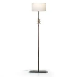 Lampadaire Tissu Blanc Et Bois Doré Ariana H 173 Cm