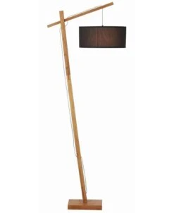 Lampadaire Tissu Noir Et Pied Bois Clair Nilo -OSRAM || Philips || Bosch Soldes lampadaire tissu noir et pied bois clair milano 3248116423307 1138408