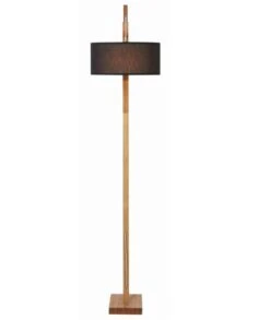 Lampadaire Tissu Noir Et Pied Bois Clair Nilo -OSRAM || Philips || Bosch Soldes lampadaire tissu noir et pied bois clair milano 3248116423307 1138410
