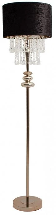 Lampadaire Tissu Noir Et Pied Métal Doré Maceo