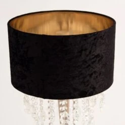 Lampadaire Tissu Noir Et Pied Métal Doré Maceo -OSRAM || Philips || Bosch Soldes lampadaire tissu noir et pied metal dore maceo 8430026951604 196348