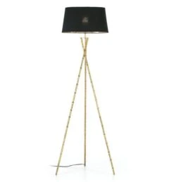 Lampadaire Tissu Noir Et Pieds Métal Doré Dimina H 180 Cm