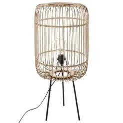Lampadaire Trépied En Bambou - H 73,5 Cm - Beige
