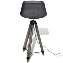 Lampadaire Trépied En Bois Réglable Avec Abat-jour En Tissu Noir -OSRAM || Philips || Bosch Soldes lampadaire trepied en bois reglable avec abat jour en tissu noir 3666722454209 772321